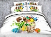 3D Easter Eggs and Puppy Printed Cotton 4-Piece White Bedding Sets/Duvet Covers