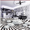 Creative White and Black Spiral Pattern with Flower Decoration Waterproof 3D Floor Murals