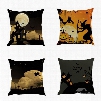 Halloween Pumpkin Black Home Square Linen Decorative Throw Pillows