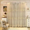 Rustic Floral Embroidery Sheer and Beige Cloth Sewing Together Curtain Sets