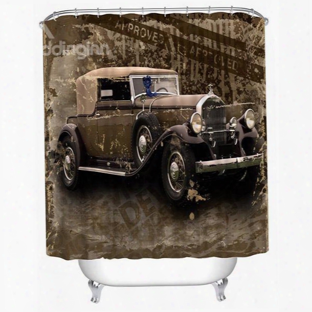 Retro Classic Car Print 3d Bathroom Shower Curtain