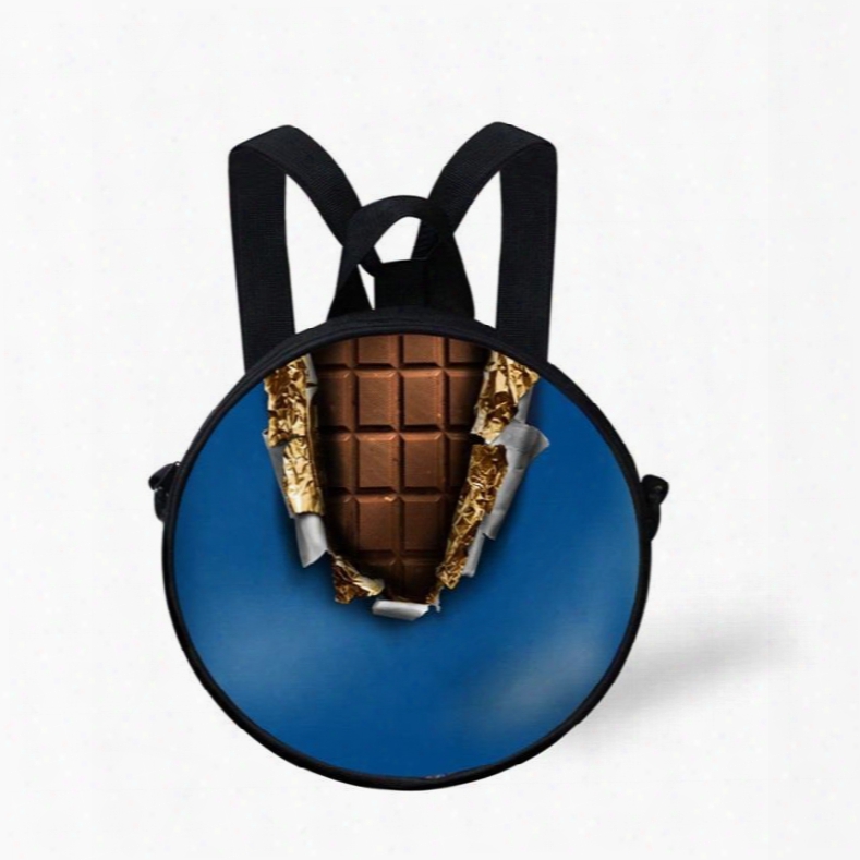 Round 3d Cohcolate Colorful Pattern School Bag Shoulders Backpack