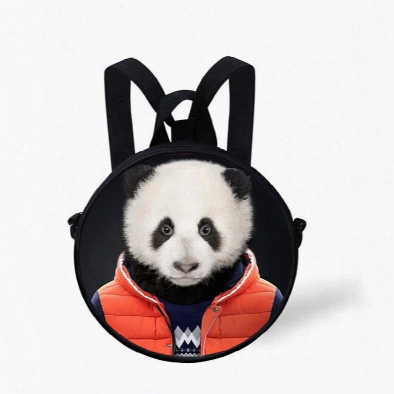 Round 3d Mr. Panda Pattern School Bag Shoulders Backpack