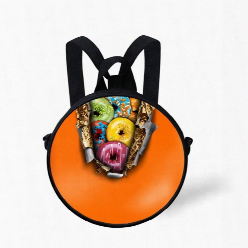 Round Colorful Fruit 3d Pattern School Bag Shoulders Backpack