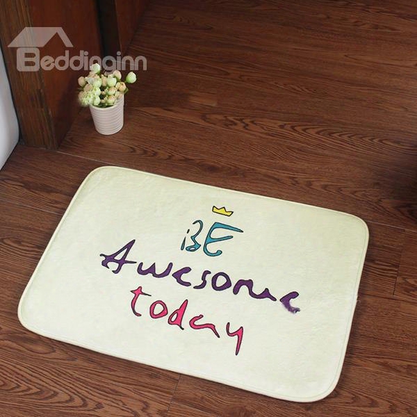 Simple White Rectangle Letter Pattern Home Decorative Doormat
