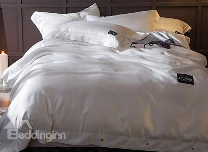 Solid Ivory White Luxury Style Silky 4-piece Bedding Sets/duvet Cover