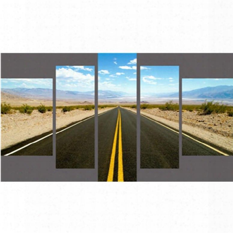 Straight Road In Blue Sky Hanging 5-piece Canvas Eco-friendly And Waterproof Non-framed Prints