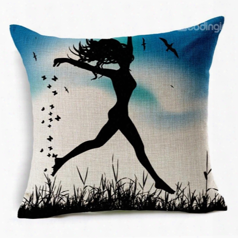 Stylish Dance Girl Print Square Throw Pillow