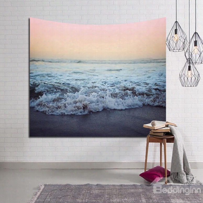 Sunset Crashing Sea Waves Decorative Hanging Wall Tapestry