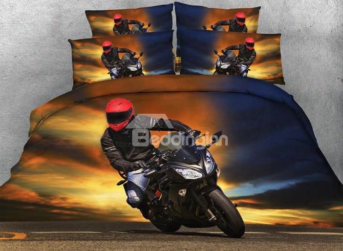 Super Cool Motorcycle 3d Printed 5-piece Comforter Sets
