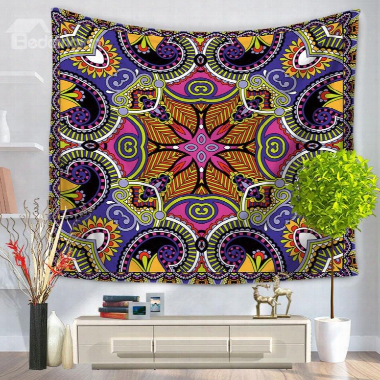 Symmetric Mandala Pattern Exotic Style Decorative Hanging Wall Tapestry