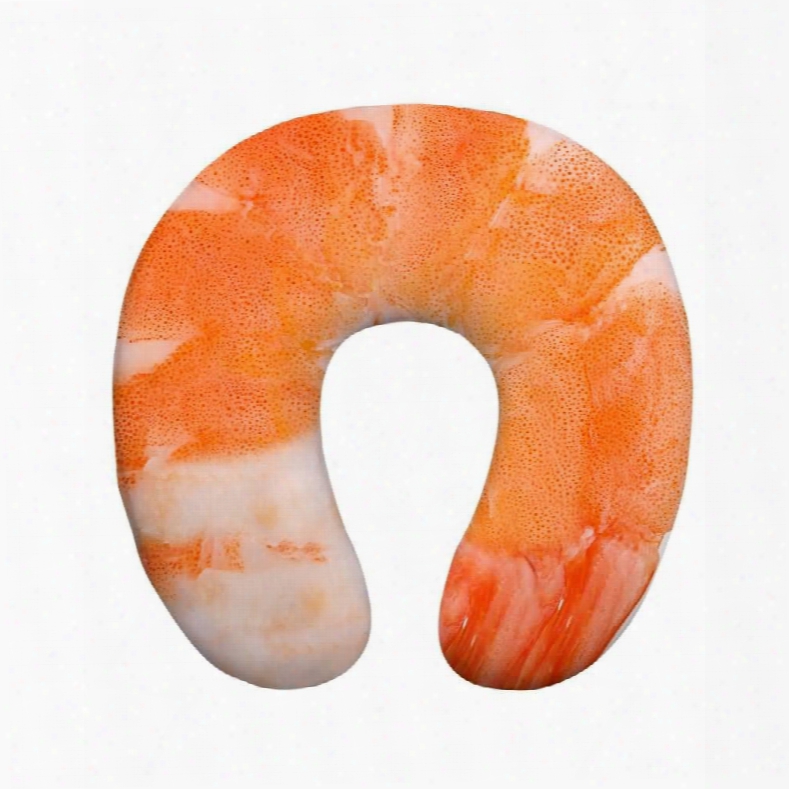 Tasteful 3d Orange Peeled Prawns Print U-shape Memory Foam Neck Pillow