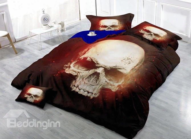 Unique Skull Print Satin Drill 4-piece Duvet Cover Sets