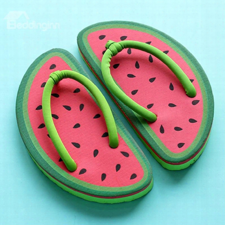 Watermelon Summer Beach Home Cute Cartoon Flip Flops