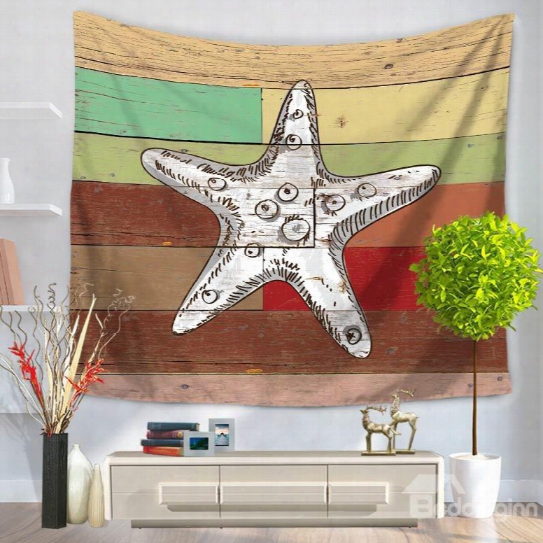 Of A ~ Color Starfish Pattern Colorful Stripes Rustic Style Decorative Hanging Wall Tapestry