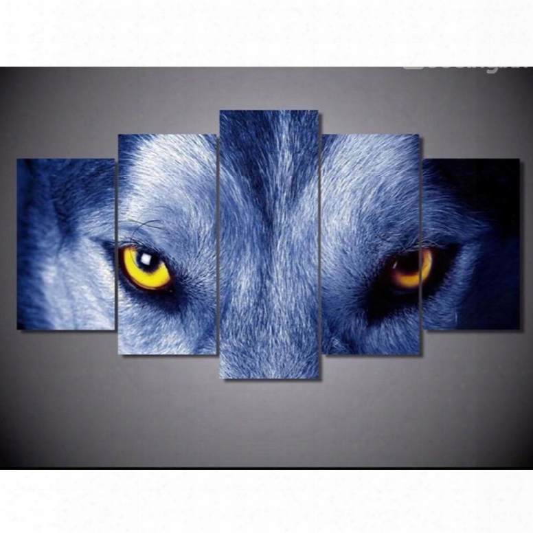 Wolf Eyes Hanging 5-piece Canvas Eco-friendly And Waterproof Non-framed Prints