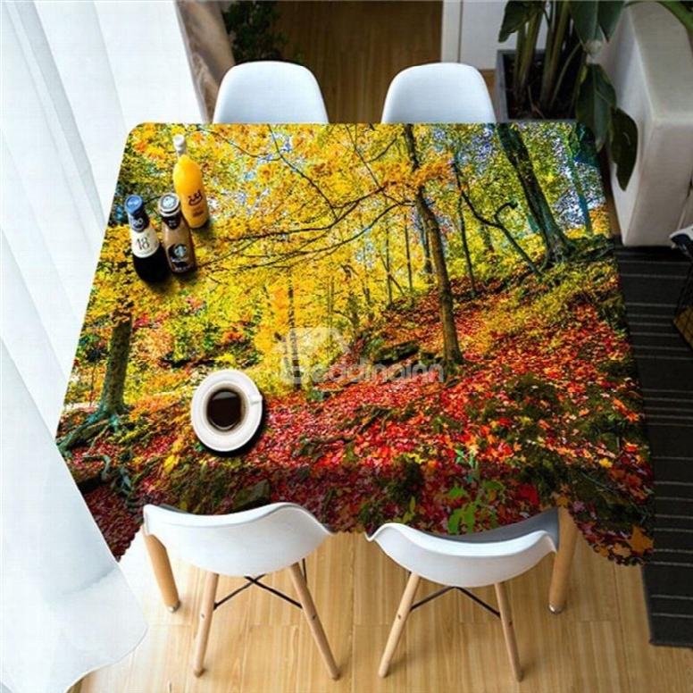 Wonderful Red Leaves And Yellow Trees Autumn Scenery Home And Hotel 3d Table Cloth