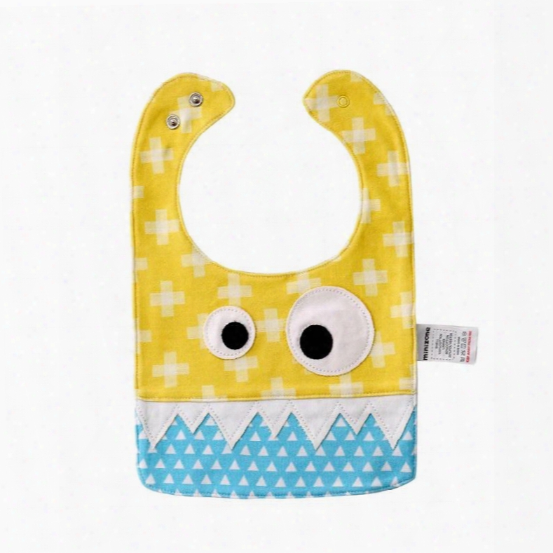 10.23*7.09in Eyes Decoration Cute Cotton Blue And Yellow Baby Bib