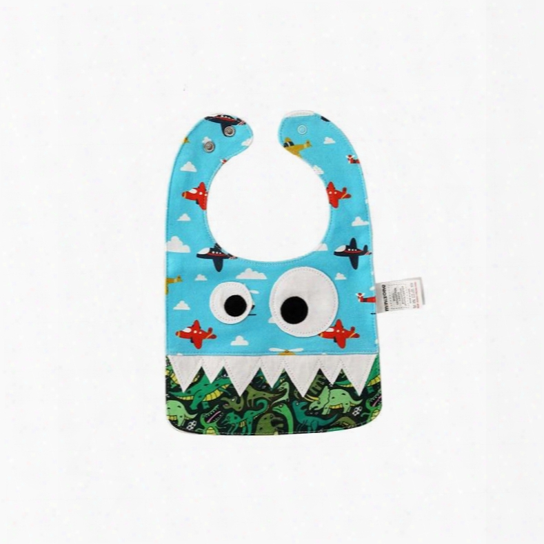 10.23*7.09in Eyes Decoration Planes Printed Cute Cotton Blue Baby Bib