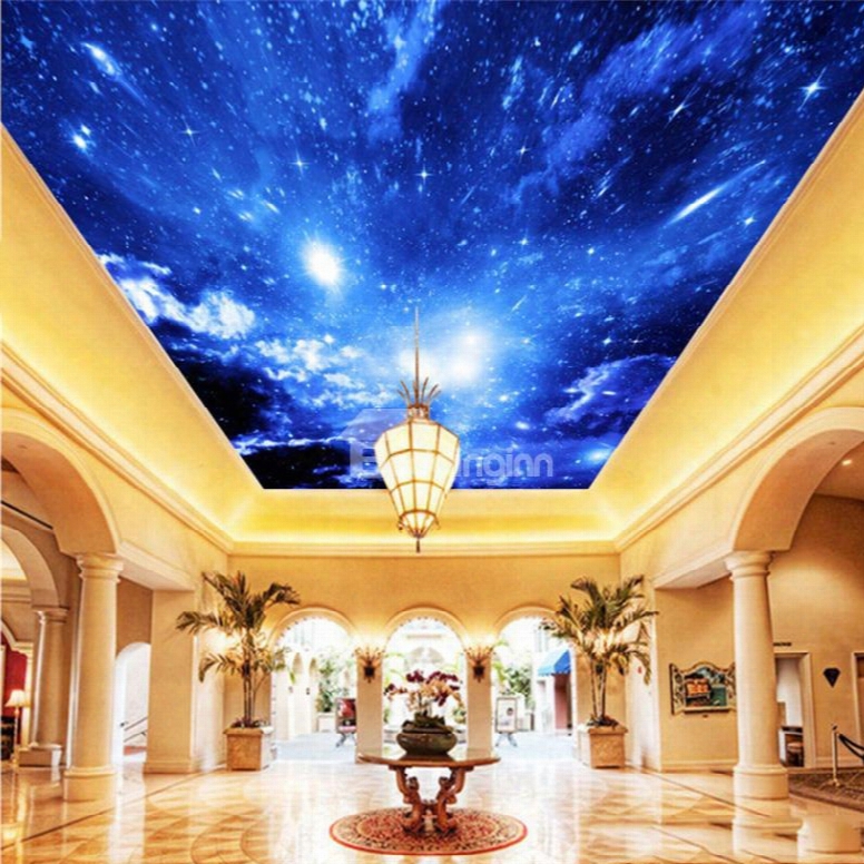 3d Blue Starry Sky Waterproof Durable And Eco-friendly Ceiling Murals