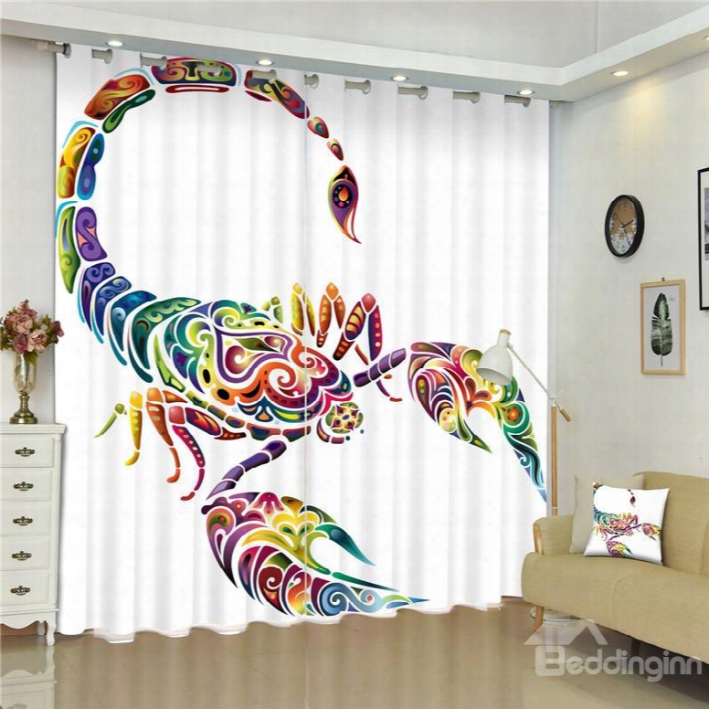 3d Creative And Colorful Crab Printed Decorative And Blackout Window Custom Curtain