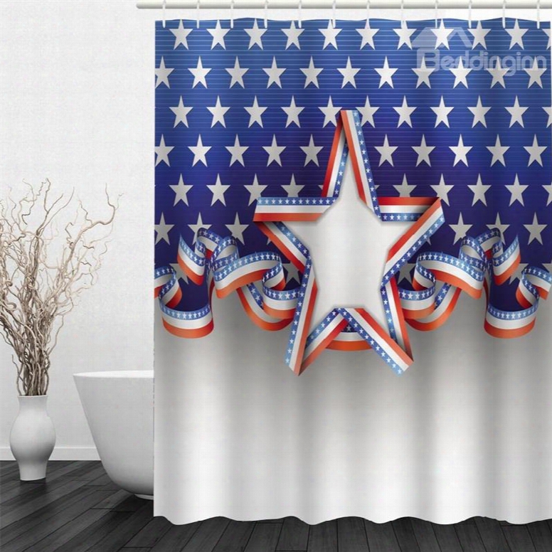 3d Five-pointed Stars Pattern Polyester Waterproof And Eco-friendly Shower Curtain