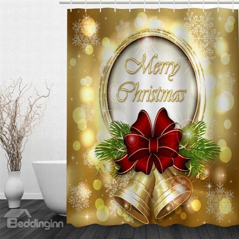 3d Merry Christmas Printed Polyester Waterproof And Eco-friendly Shower Curtain