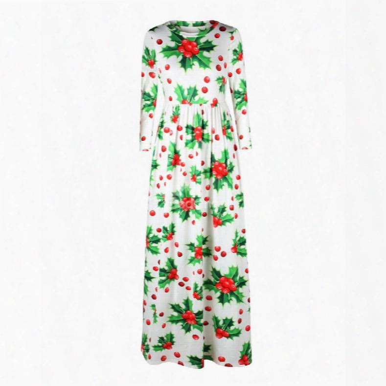 3d Pattern Fruit Christmas Long Evening Party Cocktail Dress