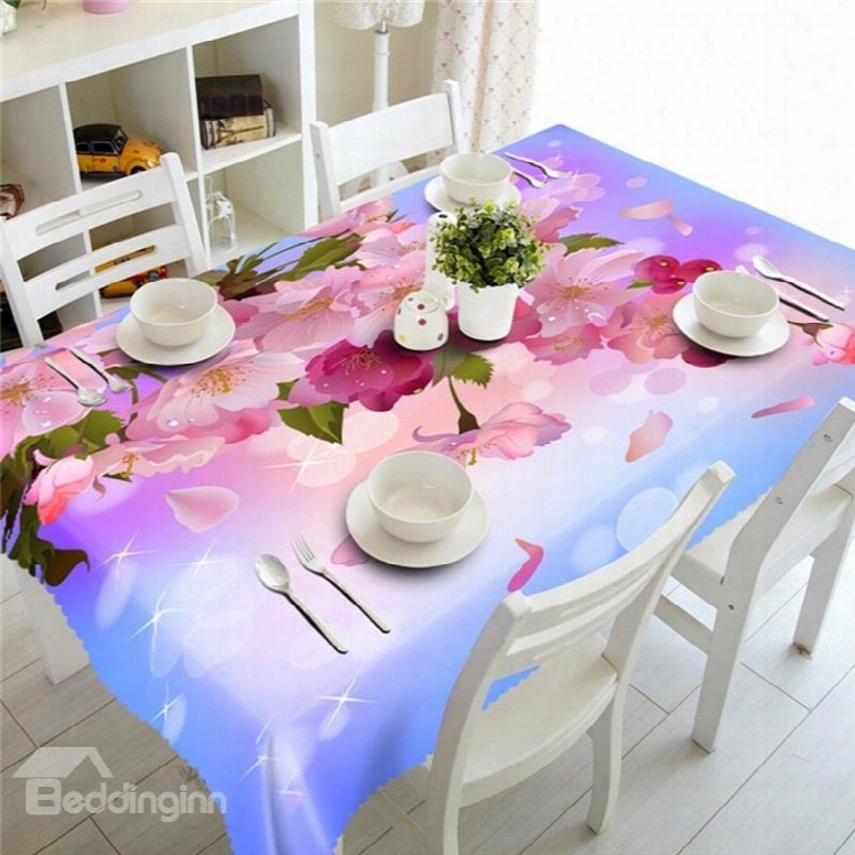 3d Pink Peach Blossoms Printed Romantic And Fresh Style Table Runner Covercloth