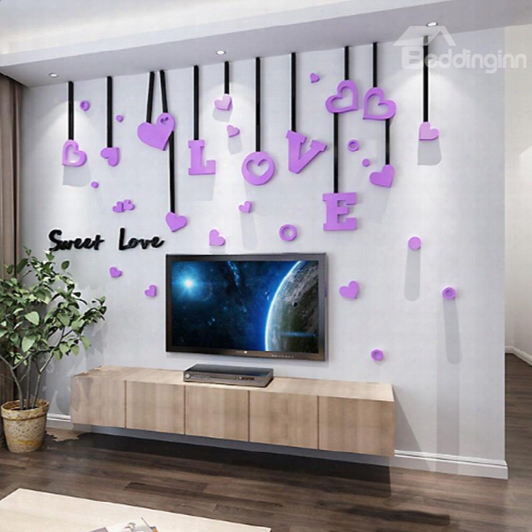 3d Sweet Love Acrylic Waterproof Sturdy And Eco-friendly Wall  Stickers