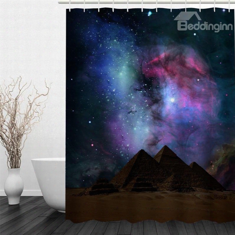 3d The Milky Way Pattern Polyester Waterproof Antibacterial And Eco-friendly Shower Curtain