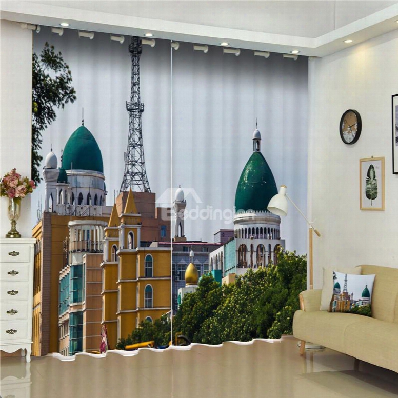 3d Wonderful Churches Printed 2 Panels Livkng Room And Bedroom Custom Curtain