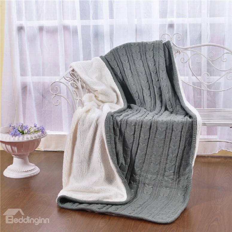 47x71in Solid Gray Super Soft And Reversible Fuzzy Knitted Throw Blankets