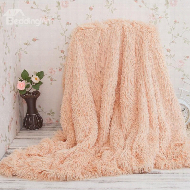 51x63in Solid Beige Long Shaggy Chic Fuzzy Faux Fur Throw Blankets