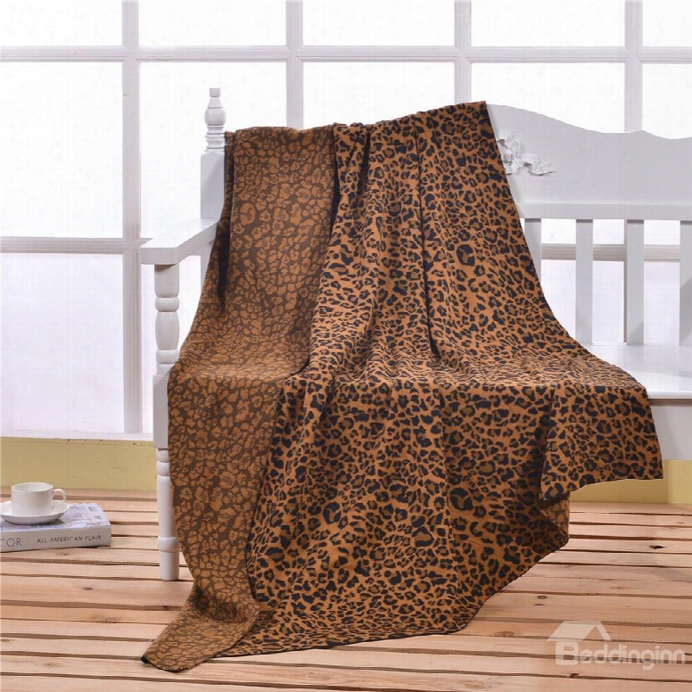 51x71in Leopard Printed Super Soft Cotton Knitted Throw Blankets