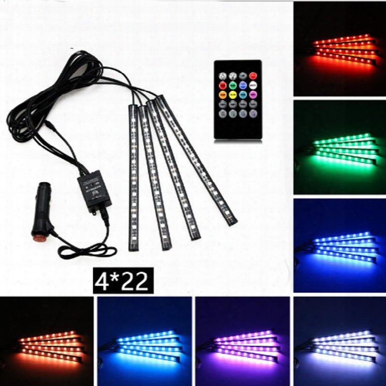 7 Colors Voice Control Led Decoration Lights For Car Interior (control Panel Included)
