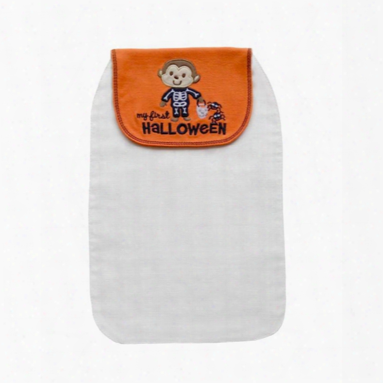 8*13in Monkey And Halloween Printed Cotton White Baby Sweatband/towel