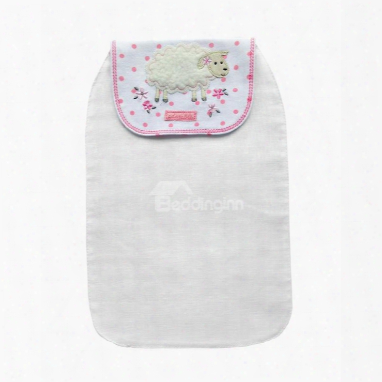 8*13in Sheep Printed Cotton White Baby Sweatband/towel