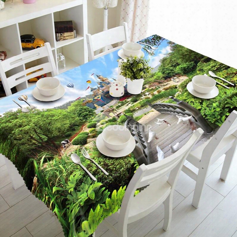 Alive Green Zoo Scenery Pattern Design Washable Home Decoration 3d Tablecloth