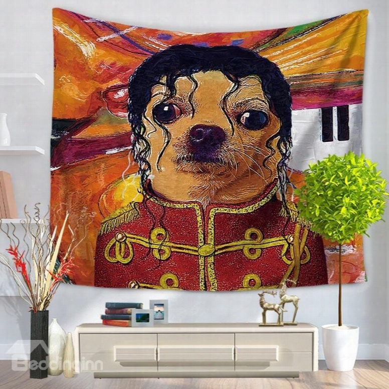 Animal Star Michael Jackson Shape With Dog Face Decorative Hanging Wall Tapestry