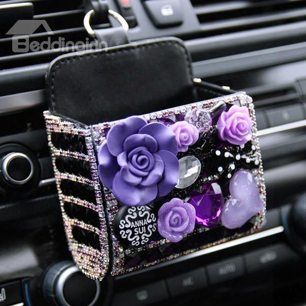 Beautiful And Practical With Crystal Decoration Car Organizer