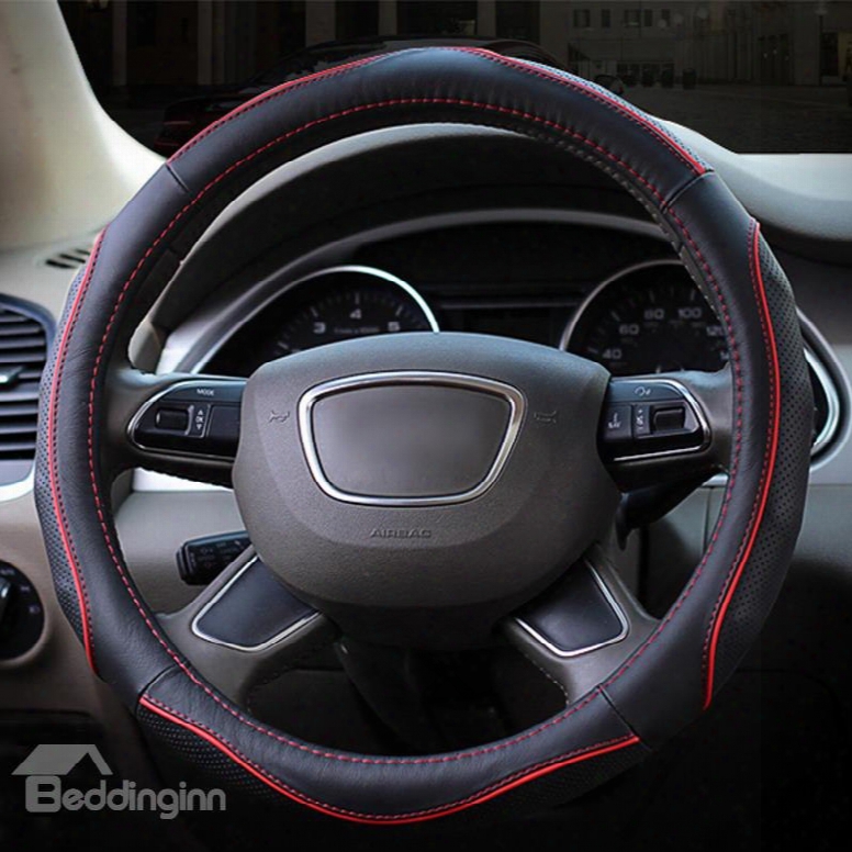 Beautiful Contrst Color Design Durable Pu Leather Material Universal Car Steering Wheel Cover