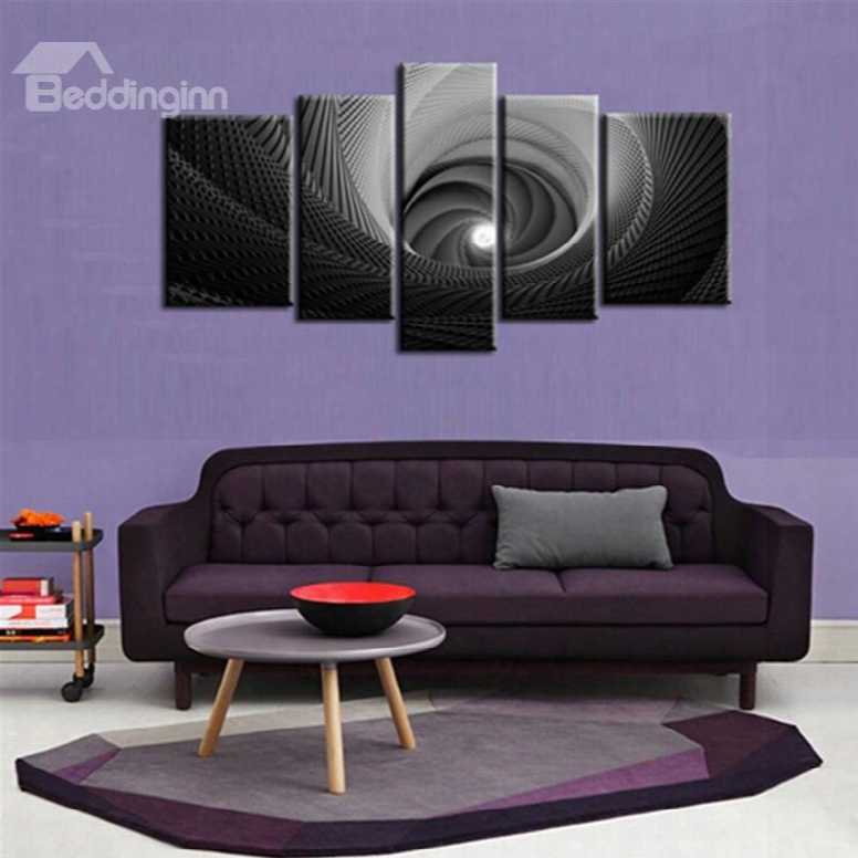 Black Net Swirls Hangging 5-piece Canvas Eco-friendly And Waterproof Non-framed Prints