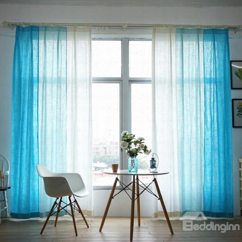 Blue And White Three Colors Cloth Splicing Custom Curtain