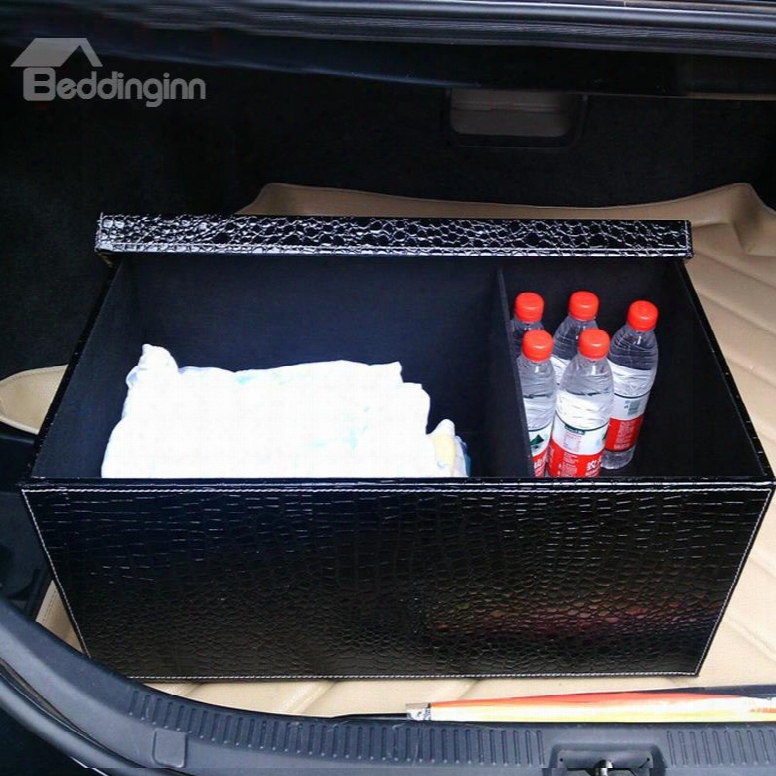 Bright High Capacity Foldable Pu Leather Material Car Trunk Organizer