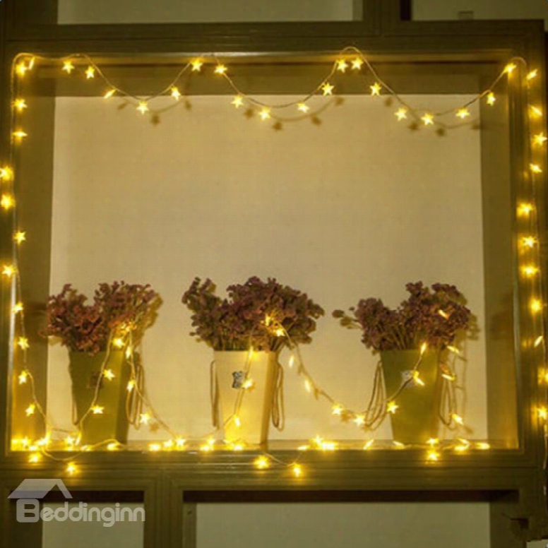 Bright Warm White Stars Shape Design 197. Feet Battery Led String Lights