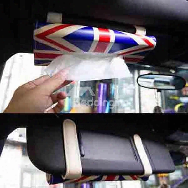 British Style Pu Leather Box Tissue Holder Car Sun Visor