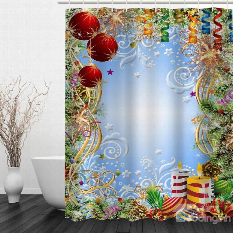 Clip Art Christmas Theme Decor Pri Nting Bathroom 3d Shower Curtain