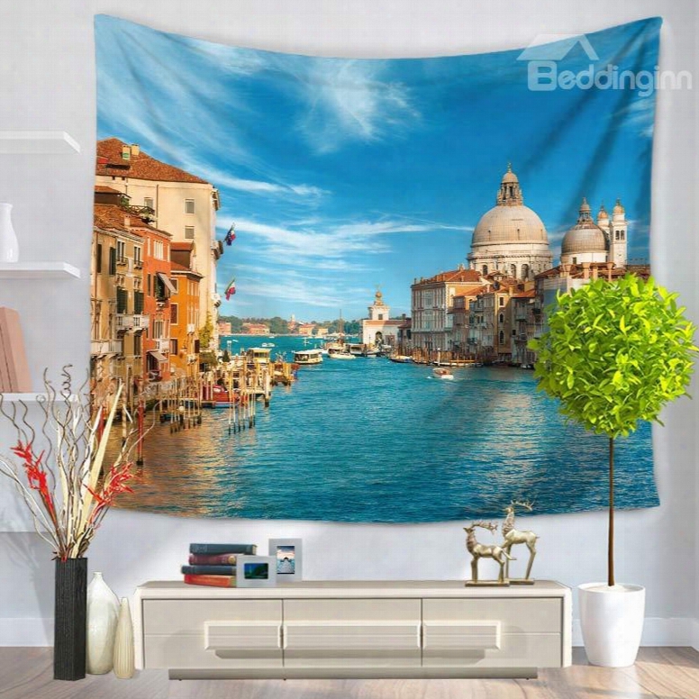 Coasstal Water City Scenery Decorative Hanging Wall Tapestry