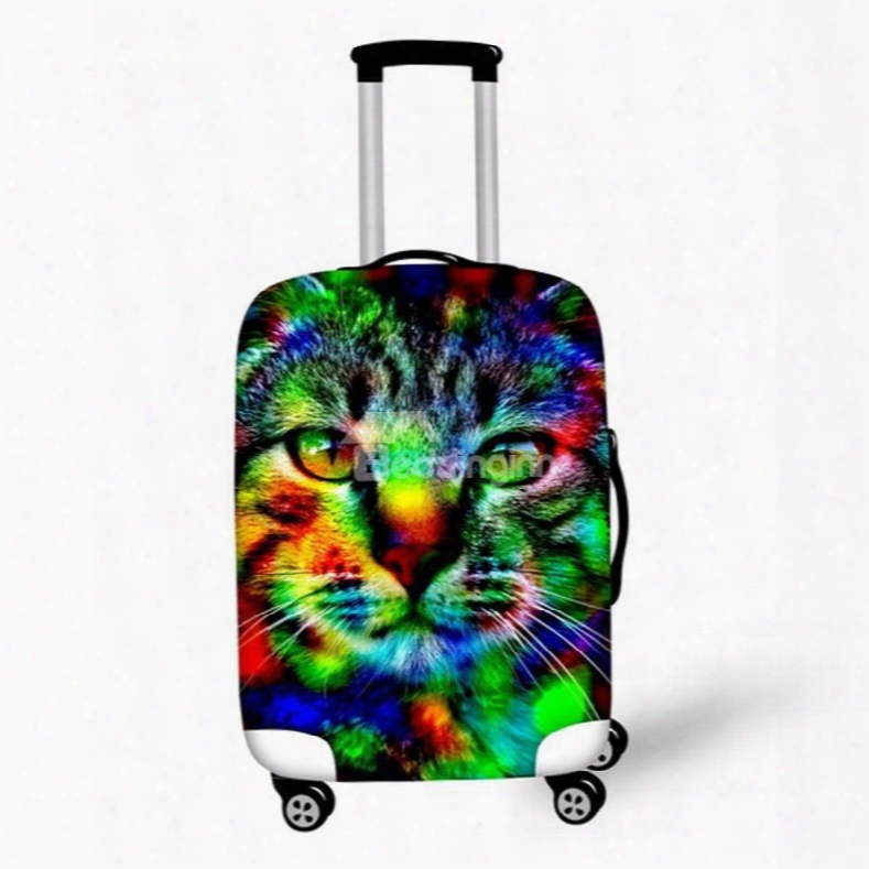 Colorful Cat Face Pattern 3d Painted Luggage Cover